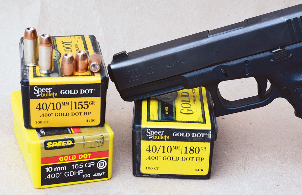 Speer Gold Dot HP bullets in 155-, 165- and 180-grain weights are an  excellent choice for assembling premium 40 S&W loads.